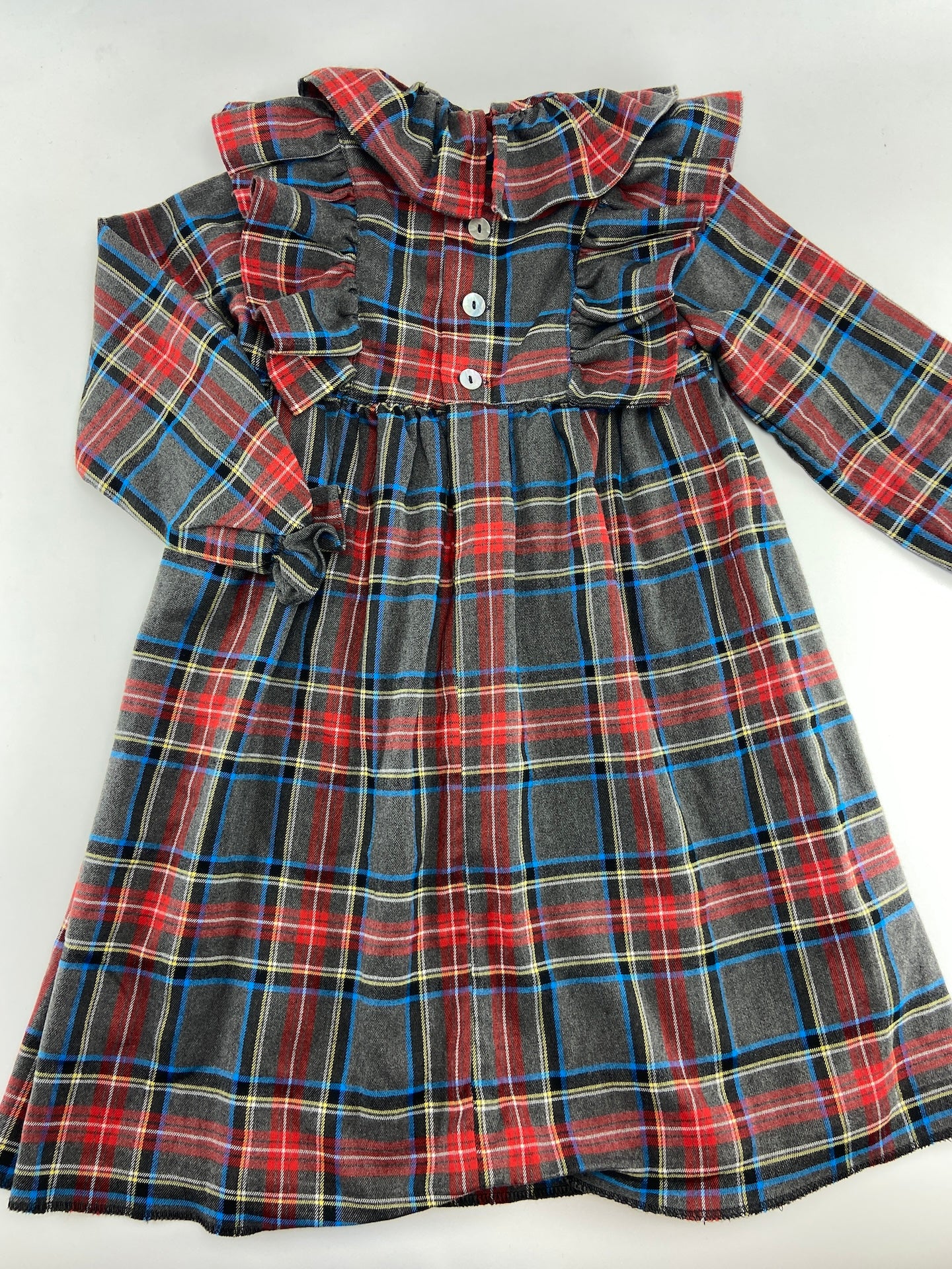 PATINHOS Vestido escocês com folhos