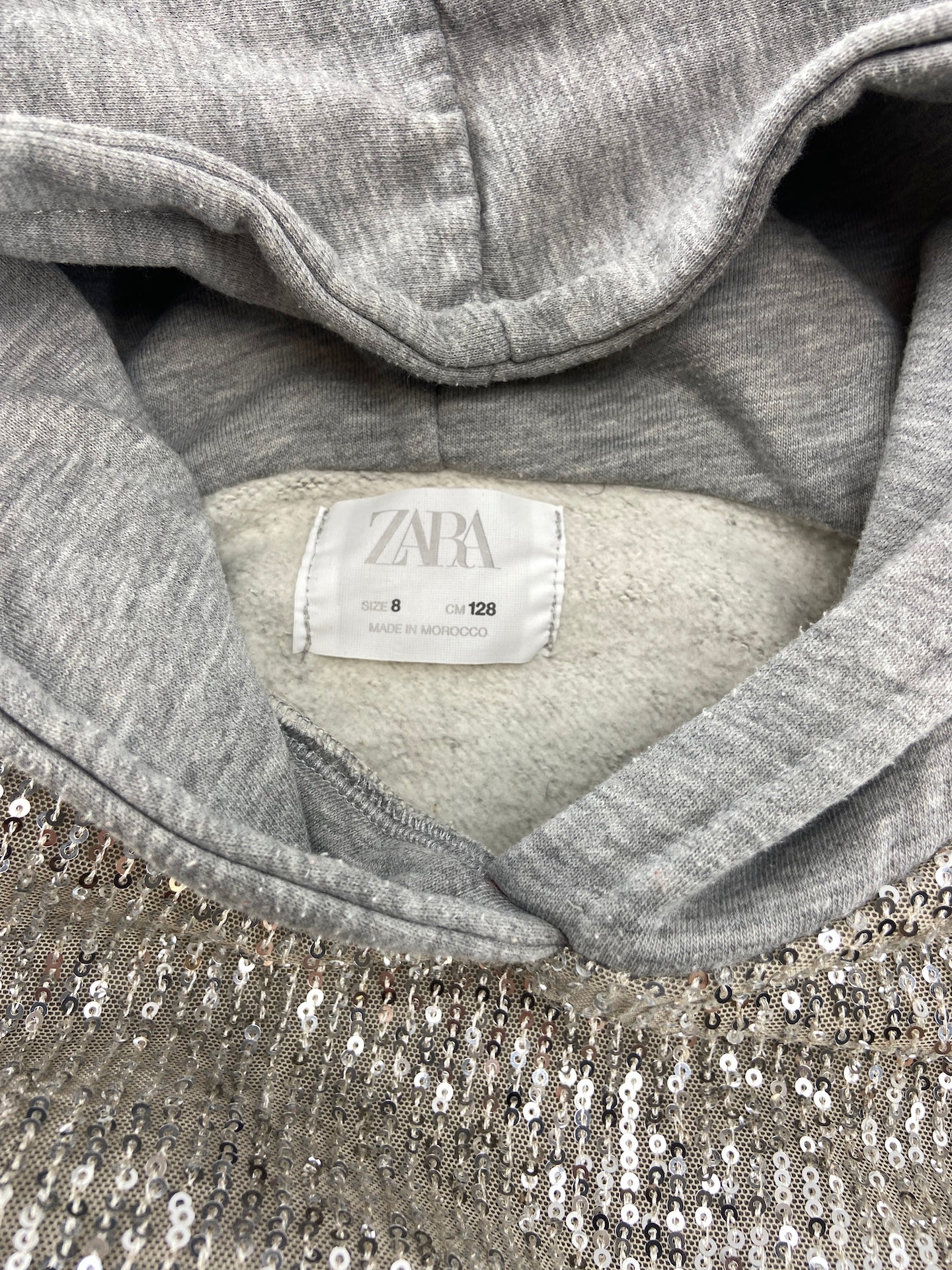ZARA Sweatshirt de capuz com lantejoulas